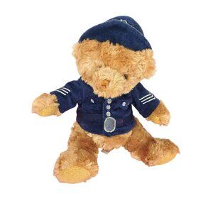 KEEL TOYS English Policeman Teddy Bear Plush Uniform Brown Blue Stuffed 10"